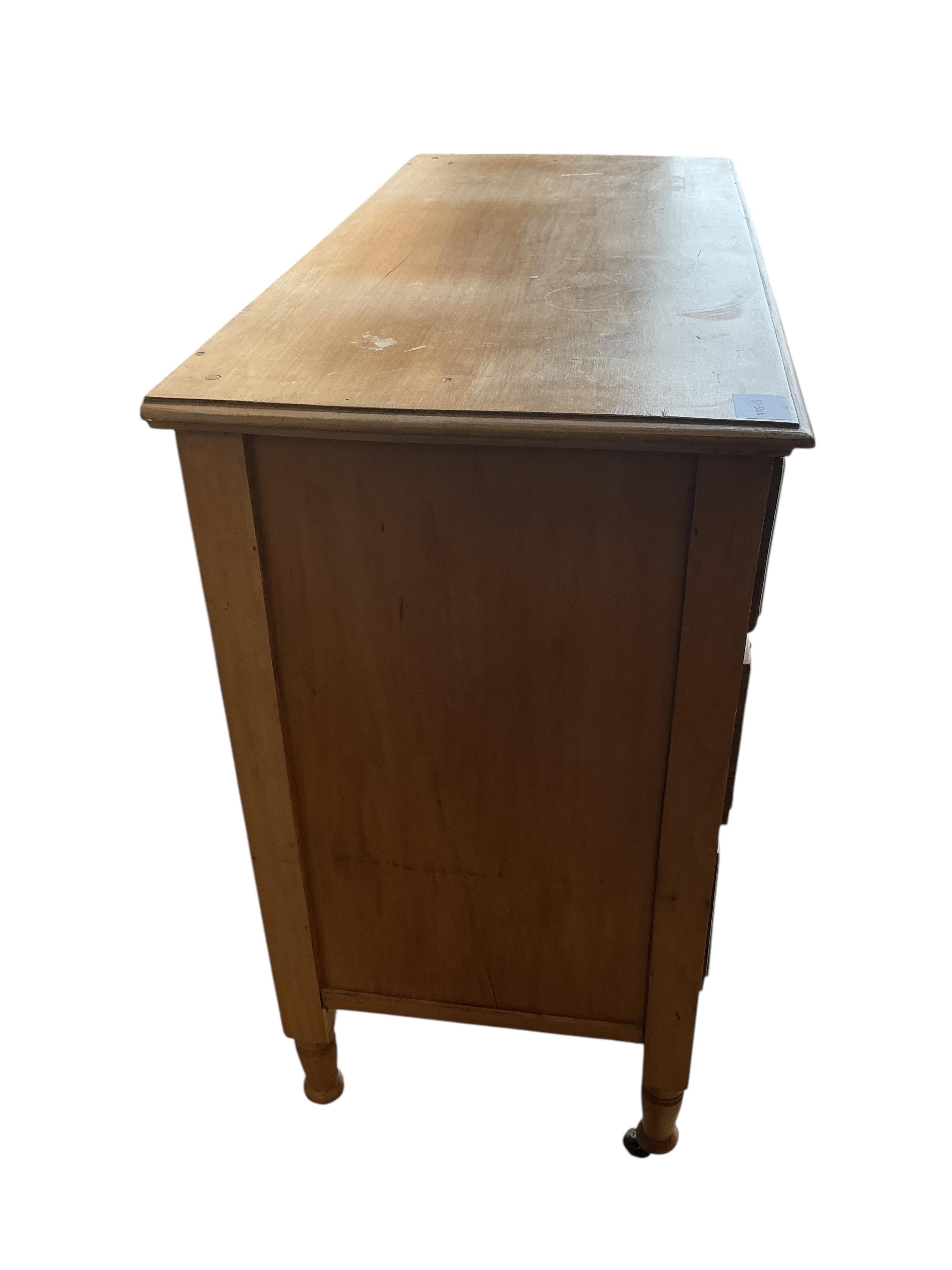 A Victorian satin walnut chest, width 91cm, depth 42cm, height 82cm.